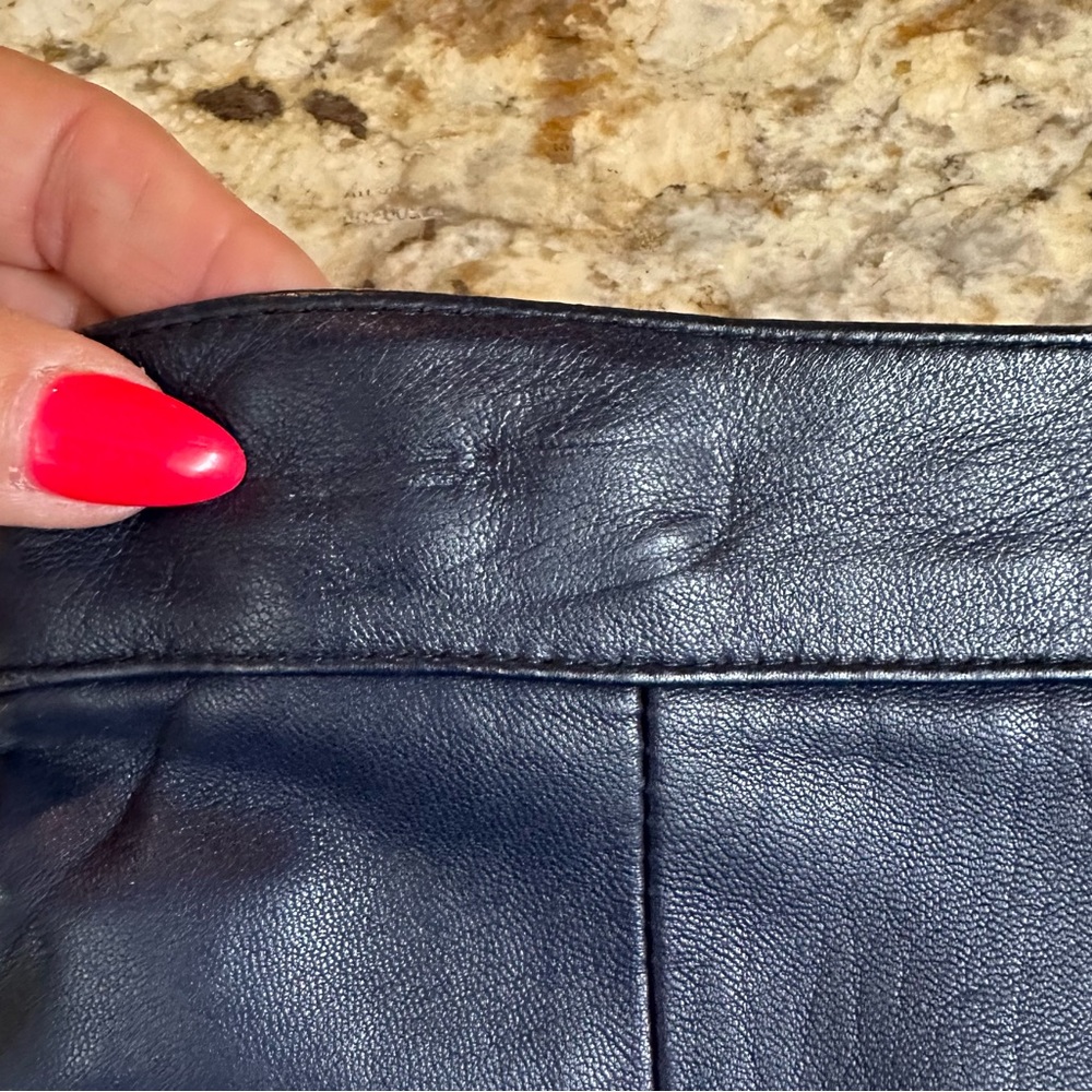 Continental baby soft lamb skin leather fringe skirt Indigo blue. NWOT cowgirl - Picture 17 of 17